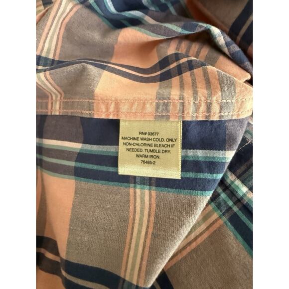 Foundry Button Down Shirt Mens Sz XLT Tall Pink Blue‎ Plaid Short Sleeve Cotton - Picture 6 of 7
